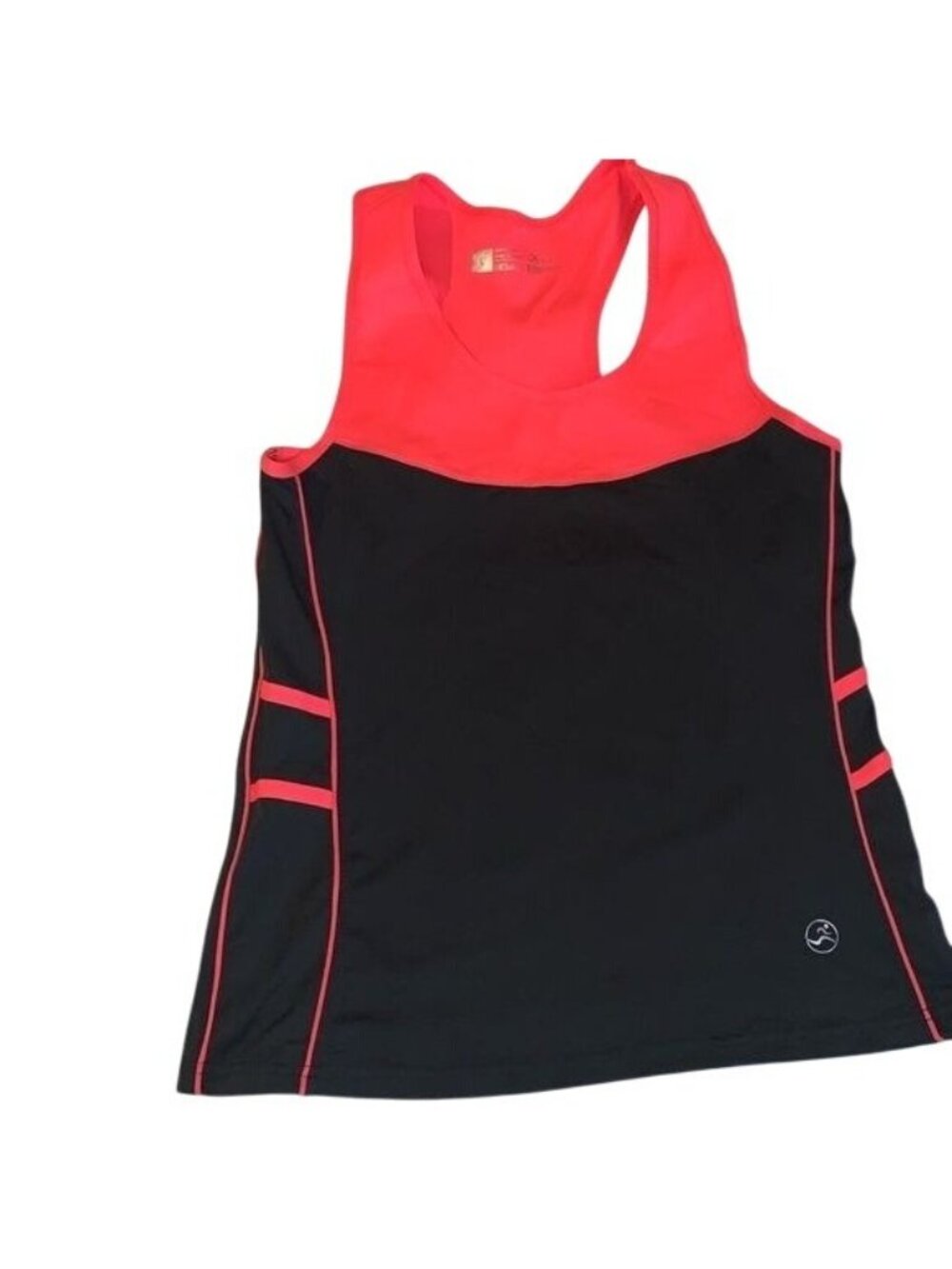 Active Wear Racerback Tank Top Black & Red Large Polyester/Spandex Womens Athlet